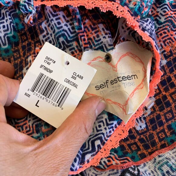 Self Esteem Chevron Knit Halter Top Womens L Large Empire Waist Surplice Flowy - Picture 8 of 11